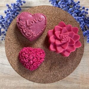 Elegant Pink Bath Soap Set of 3 with Floral Designs